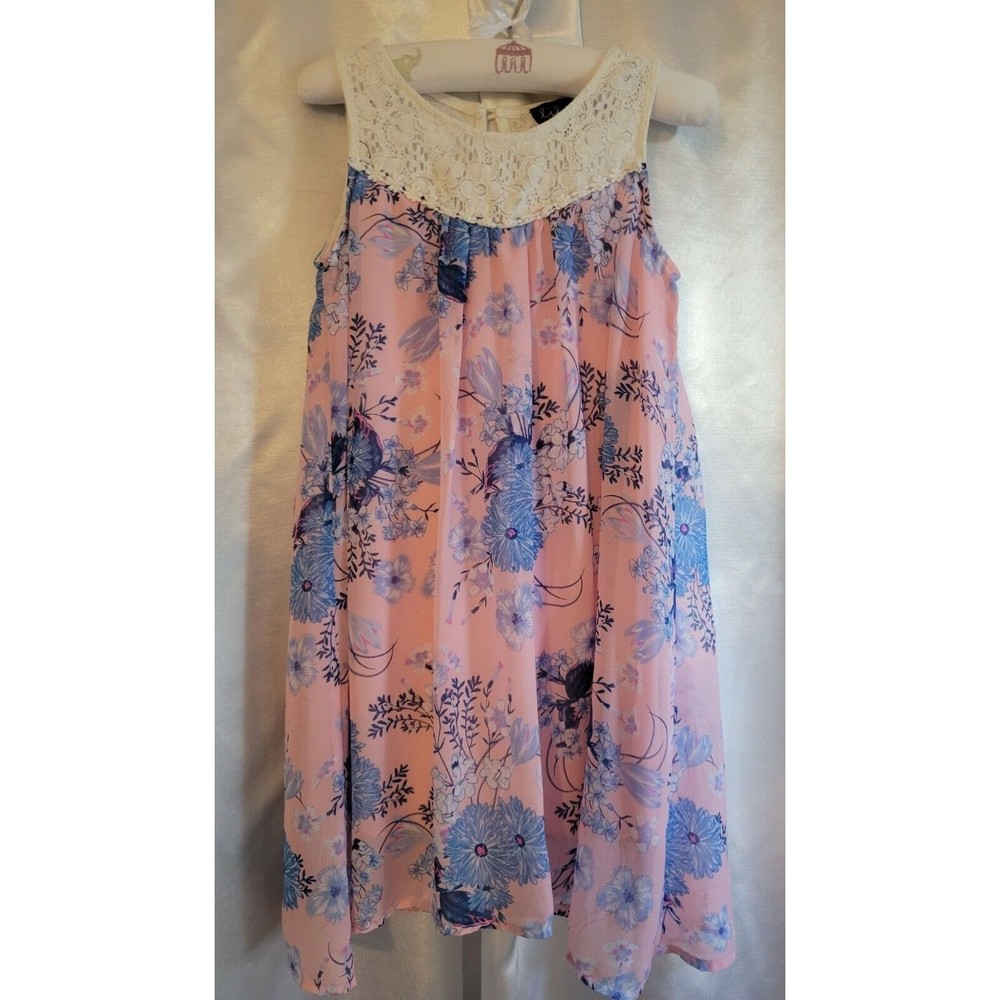 Lilt Sleeveless Girls Pink Floral Dress Size 7